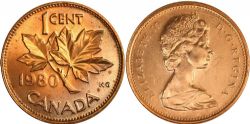 1 CENT -  1 CENT 1980 -  1980 CANADIAN COINS