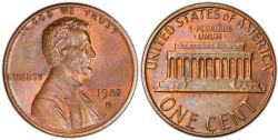 1 CENT -  1 CENT 1982-D, PETITE DATE -  PIÈCES DES ÉTATS-UNIS 1982