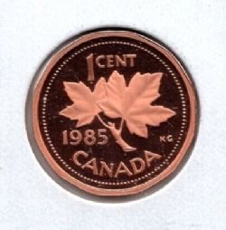 1 CENT -  1 CENT 1985 5-DROIT (PR) -  1985 CANADIAN COINS