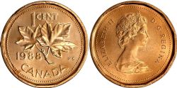 1 CENT -  1 CENT 1988 -  1988 CANADIAN COINS