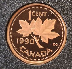 1 CENT -  1 CENT 1990 (PR) -  PIÈCES DU CANADA 1990