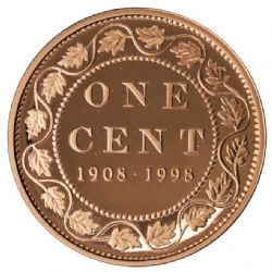1 CENT -  1 CENT 1998 1908-1998 ÉDITION MIROIR (PR) -  PIÈCES DU CANADA 1998