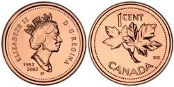 1 CENT -  1 CENT 2002 P MAGNÉTIQUE -  PIÈCES DU CANADA 2002