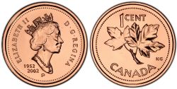 1 CENT -  1 CENT 2002P MAGNÉTIQUE (BU) -  2002 CANADIAN COINS