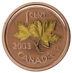 1 CENT -  1 CENT 2003 NON-MAGNÉTIQUE, ANCIENNE EFFIGIE : ÉDITION DORÉE (PR) -  PIÈCES DU CANADA 2003