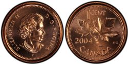 1 CENT -  1 CENT 2004 P MAGNÉTIQUE (BU) -  2004 CANADIAN COINS