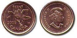 1 CENT -  1 CENT 2005 NON-MAGNÉTIQUE -  PIÈCES DU CANADA 2005