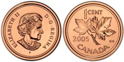 1 CENT -  1 CENT 2005 P MAGNÉTIQUE -  PIÈCES DU CANADA 2005