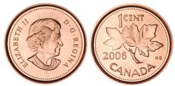 1 CENT -  1 CENT 2006 RÉGULIER ET NON-MAGNÉTIQUE - BRILLANT INCIRCULE (BU) -  PIÈCES DU CANADA 2006