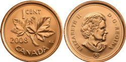 1 CENT -  1 CENT 2008 MAGNÉTIQUE -  PIÈCES DU CANADA 2008