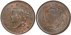 1 CENT -  1 CENT, GRANDE DATE 1819 (EF) -  1819 UNITED STATES COINS