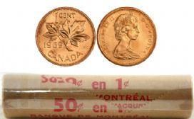 1 CENT -  ROULEAU ORIGINAL DE 1 CENT 1969 -  PIÈCES DU CANADA 1969