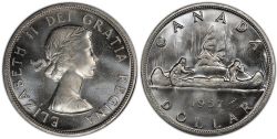 1 DOLLAR -  1 DOLLAR 1957 UNE LIGNE D'EAU -  PIÈCES DU CANADA 1957