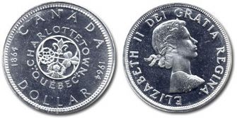 1 DOLLAR -  1 DOLLAR 1964 SANS POINT (PL) -  PIÈCES DU CANADA 1964