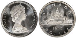 1 DOLLAR -  1 DOLLAR 1965 GRANDES PERLES, 5-DROIT -  PIÈCES DU CANADA 1965