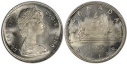 1 DOLLAR -  1 DOLLAR 1965 GRANDES PERLES, 5-POINTU -  PIÈCES DU CANADA 1965