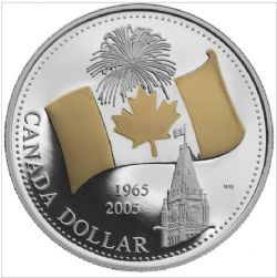 1 DOLLAR -  1 DOLLAR 2005 - 40E ANNIVERSAIRE DU DRAPEAU CANADIEN : ÉDITION DORÉE (PR) -  2005 CANADIAN COINS
