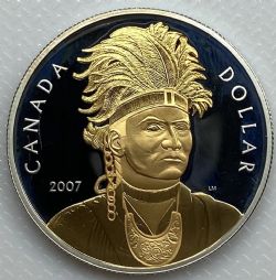 1 DOLLAR -  1 DOLLAR 2007 - THAYENDANEGEA (JOSEPH BRANT) : ÉDITION DORÉE (PR) -  PIÈCES DU CANADA 2007