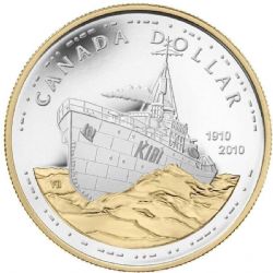 1 DOLLAR -  1 DOLLAR 2010 - 100E ANNIVERSAIRE DE LA MARINE CANADIENNE : ÉDITION DORÉE (PR) -  2010 CANADIAN COINS