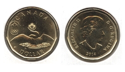 1 DOLLAR -  1 DOLLAR 2014 - PORTE-BONHEUR - BRILLANT INCIRCULE (BU) -  PIÈCES DU CANADA 2014 06