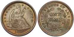 10 CENTS -  10 CENTS 1838, DRAPERIE PARTIELLE -  PIÈCES DES ETATS-UNIS 1838