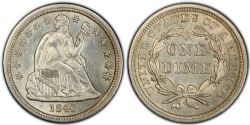 10 CENTS -  10 CENTS 1840, AVEC DRAPERIE -  PIÈCES DES ETATS-UNIS 1840