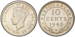 10 CENTS -  10 CENTS 1940, DATE RÉ-ENGRAVÉ -  1940 NEWFOUNFLAND COINS