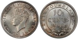 10 CENTS -  10 CENTS 1944 C (VF) -  1944 NEWFOUNFLAND COINS