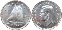 10 CENTS -  10 CENTS 1949 -  PIÈCES DU CANADA 1949