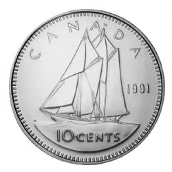 10 CENTS -  10 CENTS 1991 - BRILLANT INCIRCULÉ (BU) -  PIÈCES DU CANADA 1991
