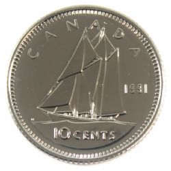 10 CENTS -  10 CENTS 1991 (PL) -  1991 CANADIAN COINS