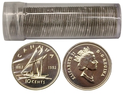 10 CENTS -  10 CENTS 1992 - LOT DE 50 PIÈCES (PL) -  PIÈCES DU CANADA 1992
