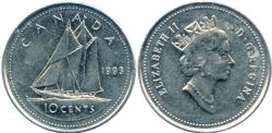 10 CENTS -  10 CENTS 1993 - BRILLANT INCIRCULÉ (BU) -  1993 CANADIAN COINS