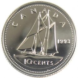 10 CENTS -  10 CENTS 1993 (PL) -  PIÈCES DU CANADA 1993