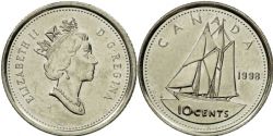 10 CENTS -  10 CENTS 1998 -  PIÈCES DU CANADA 1998