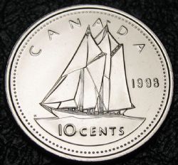 10 CENTS -  10 CENTS 1998 W (PL) -  PIÈCES DU CANADA 1998