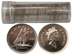 10 CENTS -  10 CENTS 1999 - LOT DE 50 PIÈCES (BU) -  PIÈCES DU CANADA 1999