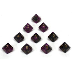 10D10 ENSEMBLE DÉS -  10D10, VIOLET AVEC CHIFFRES DORE -  GEMINI CHX