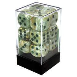 12D6 ENSEMBLE DÉS -  12D6 16MM VERT AVEC POINTS VERTS FONCES -  MARBLE CHX