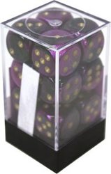 12D6 ENSEMBLE DÉS -  12D6, NOIR ET VIOLET AVEC OR -  GEMINI CHX