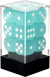 12D6 ENSEMBLE DÉS -  12D6, TURQUOISE AVEC BLANC -  FROSTED CHX