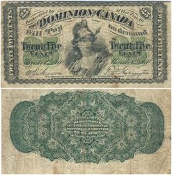 1870 -  25 CENTS EN PAPIER 1870, DICKINSON/HARINGTON (F)