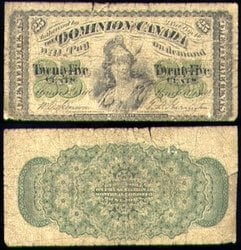 1870 -  25 CENTS EN PAPIER 1870, DICKINSON/HARINGTON (G)