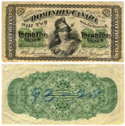 1870 -  25 CENTS EN PAPIER 1870, DICKINSON/HARINGTON PETITE LETTRE B