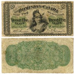 1870 -  25 CENTS EN PAPIER 1870, DICKINSON/HARINGTON