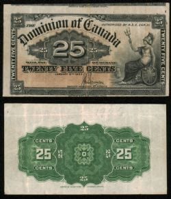 1900 -  25 CENTS PAPIER 1900, SAUNDERS - TAILLE DE LA DÉCOUPE (JUSQU'À 10%)