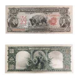 1901 -  COPIE DU BILLET DE 10 DOLLARS 1901 DES ÉTATS-UNIS (PLAQUÉ EN ARGENT PUR)
