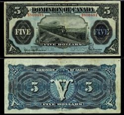 1912 -  5 DOLLARS 1912, HYNDMAN/SAUNDERS (VG)