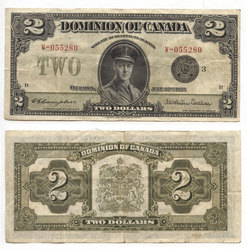 1923 -  2 DOLLARS 1923, CAMPBELL/SELLAR, PRÉFIXE V (VF)