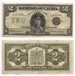 1923 -  2 DOLLARS 1923, CAMPBELL/SELLAR, PRÉFIXE V